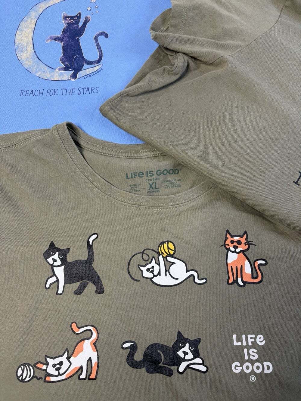 Lot of 3 Life Is Good Womens Crusher Tees Bundle XL Crew Neck - Picture 2 of 5